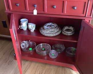 Inside of red cabinet.