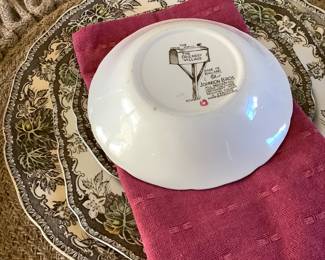 Close up of cereal bowl on Johnson Brothers China on breakfast table.