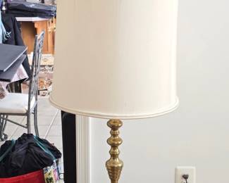 Vintage Stiffel Brass Table Lamp with Cream Drum Shade