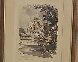 Watercolor of SacrCur Basilica, Paris by Aldo Raimondi