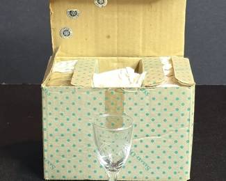 Sasaki Wheat Etched Crystal Liqueur or Sherry Glass