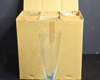 Set of Sasaki Etched Wheat Glass Pilsner Glasses