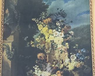 Floral Still Life with Bust and Landscape by Jan Frans van Dael