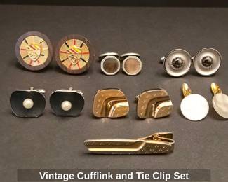 Vintage Cufflink and Tie Clip Set
