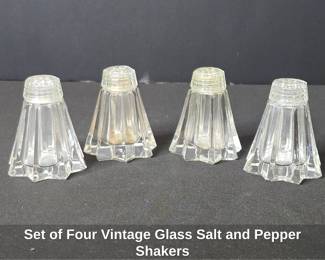 Set of Four Vintage Glass Salt and Pepper Shakers