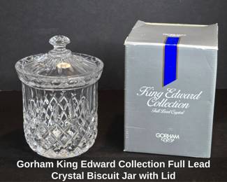 Gorham King Edward Collection Full Lead Crystal Biscuit Jar with Lid
