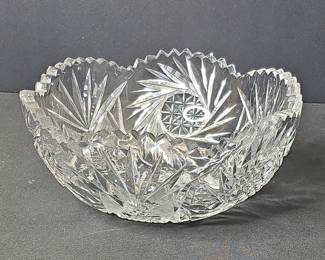 American Brilliant Cut Glass Bowl with Hobstars and Fans