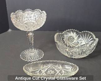 Antique Cut Crystal Glassware Set