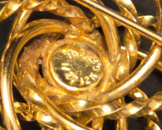 H.G. 12KT Gold Filled Brooch and Screw Back Earring Set with Pearl Accents