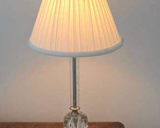 Vintage Crystal Candlestick Table Lamp with Pleated Shade