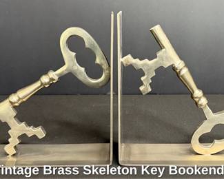 Vintage Brass Skeleton Key Bookends