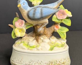 Vintage Andrea by Sadek Porcelain Bluebird Music Box