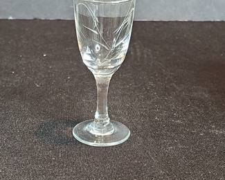 Sasaki Wheat Etched Crystal Liqueur Glass