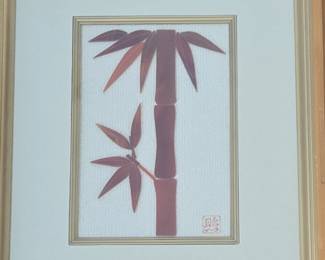 Framed Japanese Bamboo Art with Compliments Card