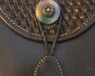 Brighton One World Woven Leather and Genuine Stone Accent Shoulder Bag