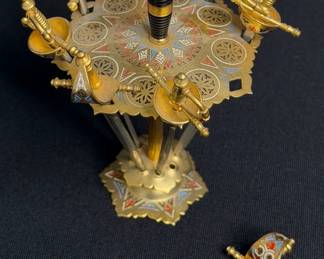 Set of Three Vintage Toledo Sword Cocktail Picks and Holders