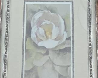 Framed Magnolia Watercolor Painting
