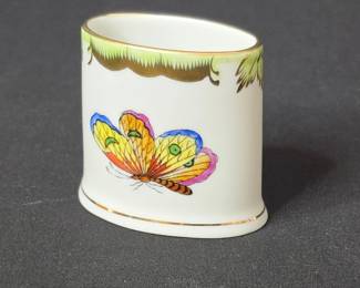 Herend Porcelain Queen Victoria Pattern Butterfly Toothpick Holder