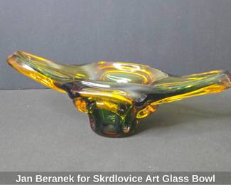 Jan Beranek for Skrdlovice Art Glass Bowl