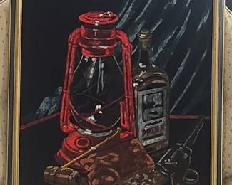 Still Life with Red Lantern, Bottle, and Revolver