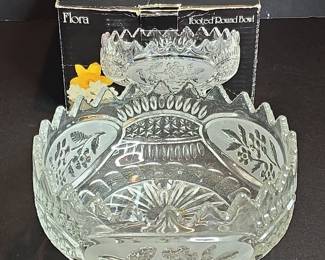 Crystal d Adriana Flora Footed Round Bowl