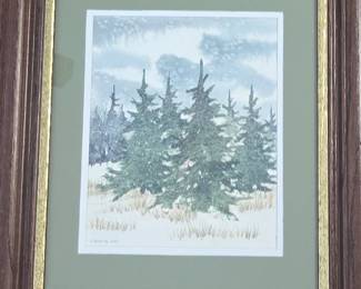 Watercolor Painting of Firs by Sally Biondi