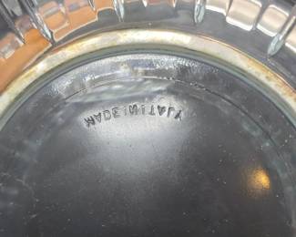 Vintage Godinger Ribbed Glass Footed Punch Bowl Set with Four Small Bowls