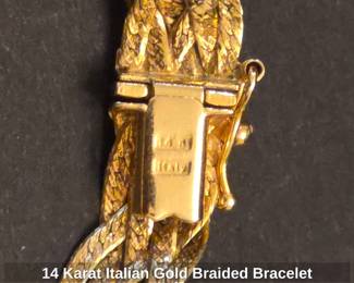 14 Karat Italian Gold Braided Bracelet