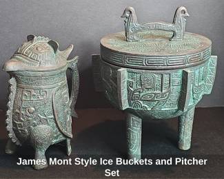 James Mont Style Ice Buckets and Pitcher Set