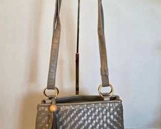 Bally Grey Woven Leather Shoulder Bag