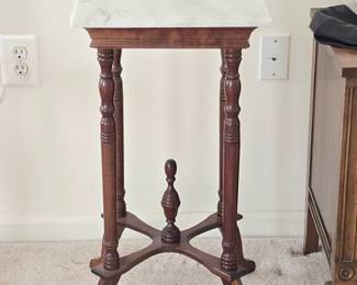 Victorian Eastlake Marble Top Pedestal Stand