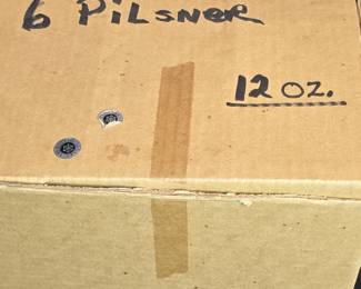 Set of Sasaki Etched Wheat Glass Pilsner Glasses