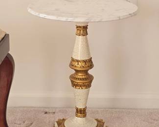 Victorian Style Gilt Metal and Marble Pedestal Table