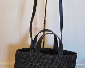 Black Raffia Tote Bag with Leather Handles by Loewe