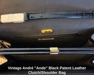 Vintage Andre "Ande" Black Patent Leather Clutch or Shoulder Bag