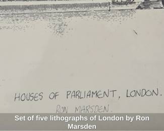 Set of five lithographs of London by Ron Marsden