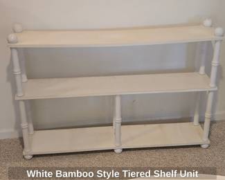White Bamboo Style Tiered Shelf Unit