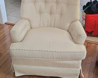 Vintage Tufted Upholstered Swivel Rocker Armchair