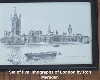 Set of five lithographs of London by Ron Marsden