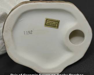 Pair of Ceramic Doves on Rocky Perches