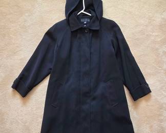 Gallery Womens Black Hooded Trench Coat