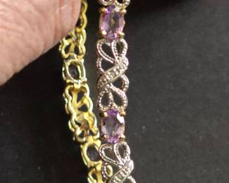 Sterling Silver Amethyst and Diamond Tennis Bracelet with HAN THAI Stamp third image