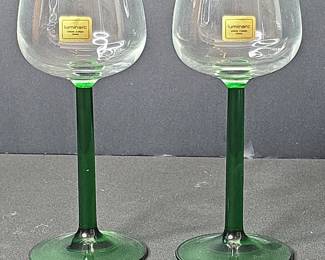Luminarc France Emerald Green Stem Wine Glasses Set of 2