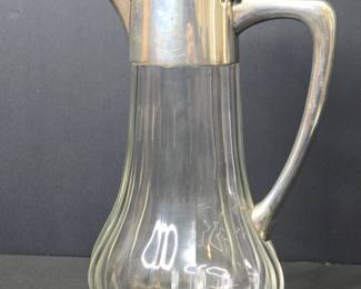 Vintage Crystal Pitcher with SilverPlated Handle and Lid