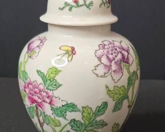 ACF Japanese Porcelain Ginger Jar with Floral Motif, Decorated in Hong Kong