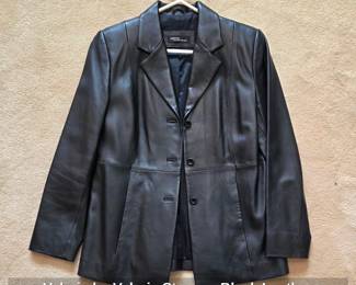 Valerie by Valerie Stevens Black Leather Blazer