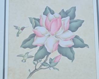 Nancy Shumaker Pallan Magnolia and Hummingbirds Signed Print