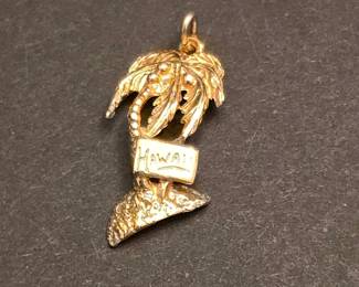 14kt Yellow Gold Hawaii Palm Tree Charm Pendant