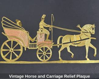 Vintage Horse and Carriage Relief Plaque