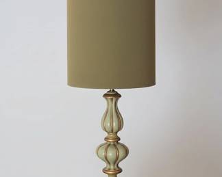 Vintage Green and Gold Pedestal Table Lamp